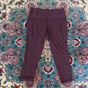 Athleta Burgundy Striped Capri Leggings